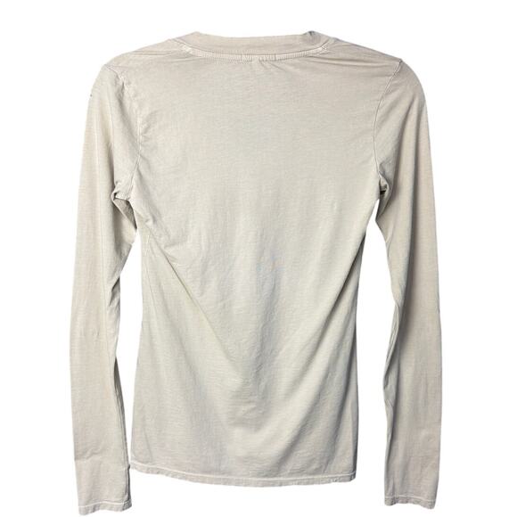 Standard James Perse Tee Relaxed Fit V-Neck Long Sleeve Beige Designer Basic M - Picture 3 of 9